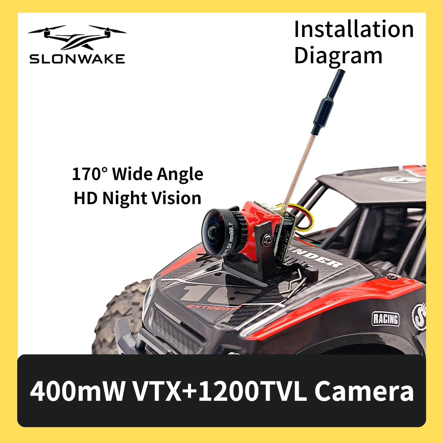 SLONWAKE 5.8G 48CH FPV 400mw V - Drone Camera のレビューと価格